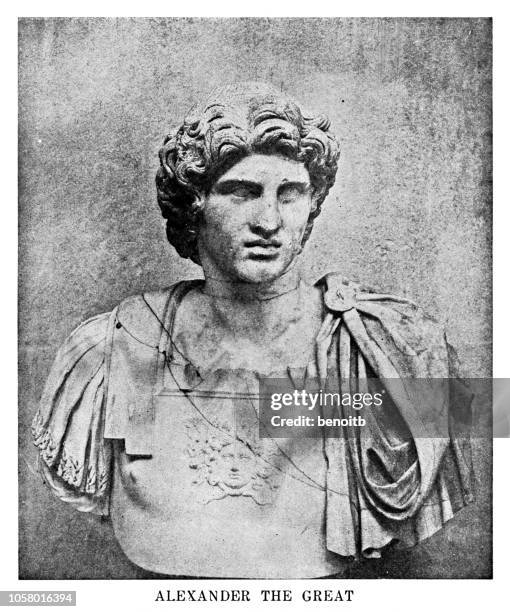 statue of alexander the great - sculpture stock illustrations