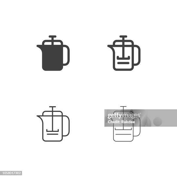 french press icons - multi series - making tea stock illustrations