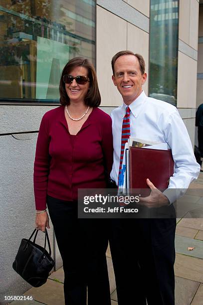 Senate Republican candidate Pat Toomey and his wife Kris Toomey arrive for his debate with U.S. Senate Democratic candidate Congressman Joe Sestak at...