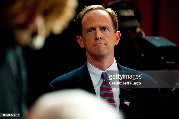 Senate Republican candidate Pat Toomey is seen backstage prior to his debate with U.S. Senate Democratic candidate Congressman Joe Sestak at the...