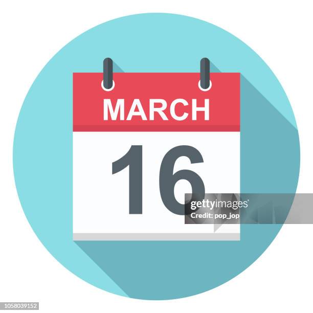 stockillustraties, clipart, cartoons en iconen met 16 maart - pictogram van de kalender - number 16