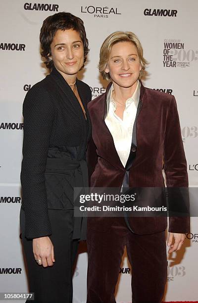 Alexandra Hedison and Ellen DeGeneres during 14th Annual GLAMOUR Women of the Year Awards - Red Carpet at American Museum of Natural History in New...