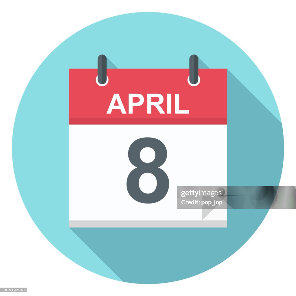 8 de abril - ícone de calendário