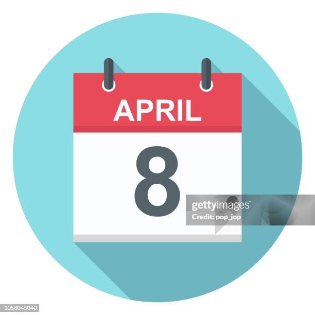 april 8 - calendar icon - 2019 calendar stock illustrations