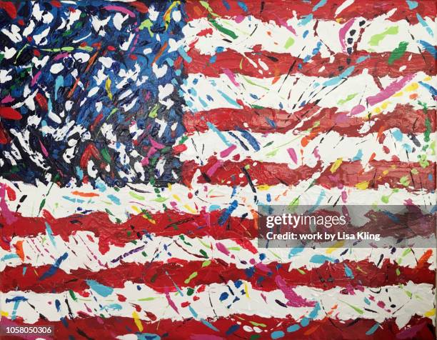 impressionistic us flag ii - american flag fireworks stock pictures, royalty-free photos & images