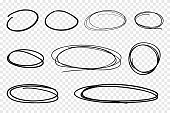 Vector collection of hand drawn line circles