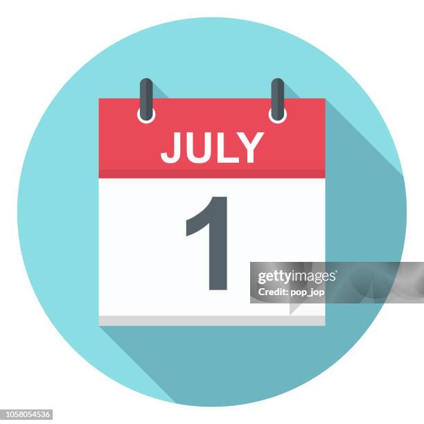 july 1 - calendar icon - july 2018 calendar stock illustrations