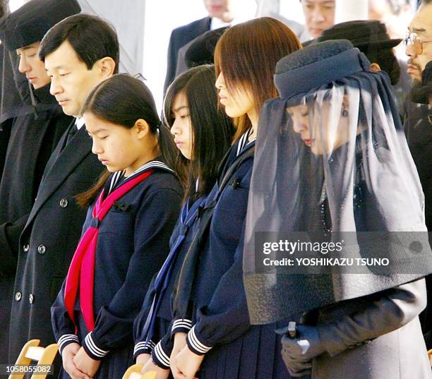 Princess Hisako, widow of late Prince Takamado, her daughters Tsuguko, Noriko, Ayako, Crown Prince Naruhito and Crown Princess Masako attend the...