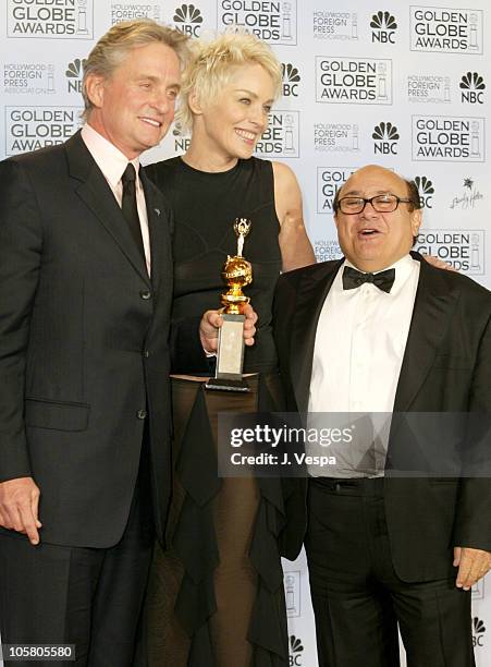 Michael Douglas, winner of the Cecil B. DeMille Award, Sharon Stone and Danny Devito