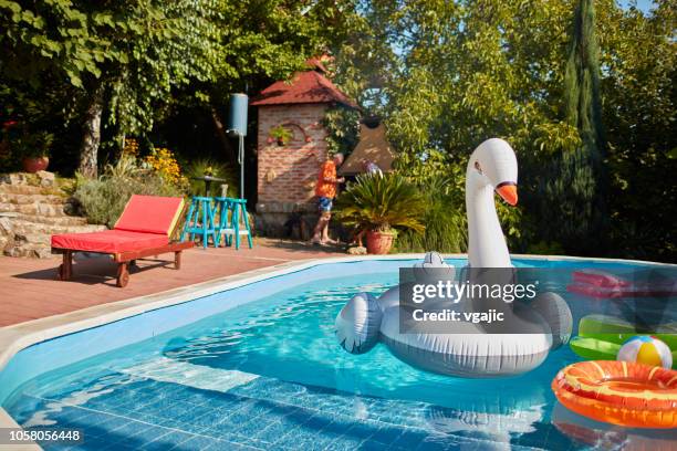 seniorer på bbq - backyard pool bildbanksfoton och bilder