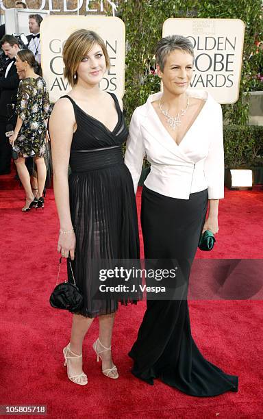 Jamie Lee Curtis and daughter during The 61st Annual Golden Globe Awards - Arrivals at The Beverly Hilton in Beverly Hills, California, United States.