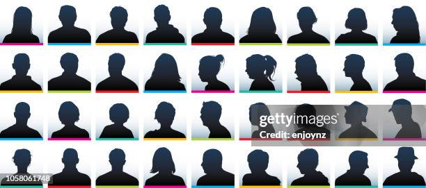 stockillustraties, clipart, cartoons en iconen met gebruiker profiel silhouetten - close up face