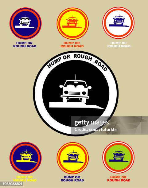 hump or rough road , road sign - hump stock illustrations