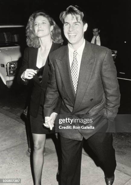 Tom Cruise and Mimi Rogers during Premiere of "Someone to Watch Over Me" at Lincoln Center in New York City, New York, United States.