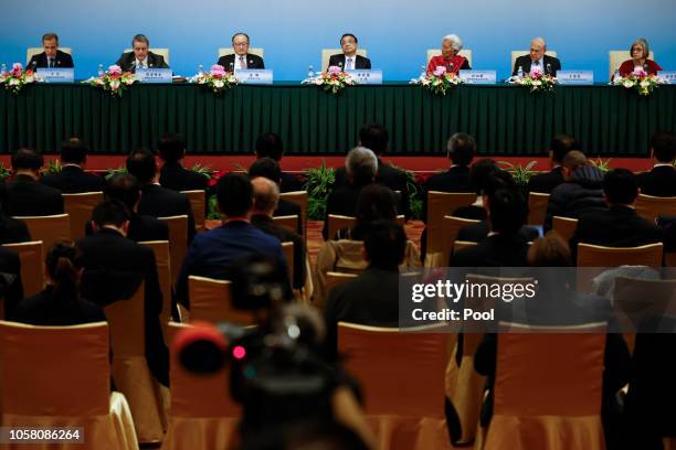 Chair of the Financial Stability Board Mark Carney, World Trade Organisation Director-General Roberto Azevedo, World Bank President Jim Yong Kim,...