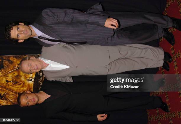 Brad Pitt, Wolfgang Petersen and Eric Bana during "Troy" New York Premiere - Inside Arrivals at Zeigfeld Theater in New York City, New York, United...