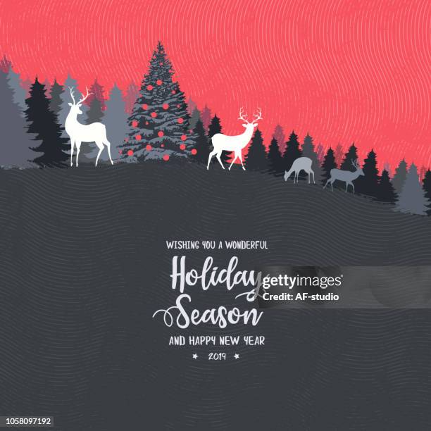 christmas background with trees - tree line vector stock illustrations