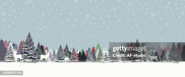 christmas background with trees - reindeer food stock illustrations