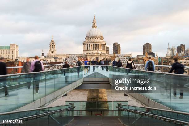 bridge to the city - business people sunrise walking through the city stock pictures, royalty-free photos & images