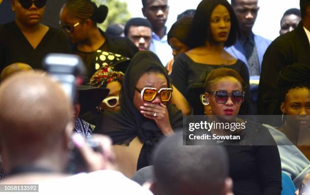 Jabulani 'HHP' Tsambos wife Lerato Sengadi during the funeral service of her late husband at Mmabatho Convention Centre on November 03, 2018 in...