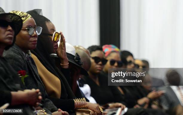 Jabulani 'HHP' Tsambos wife Lerato Sengadi during the funeral service of her late husband at Mmabatho Convention Centre on November 03, 2018 in...