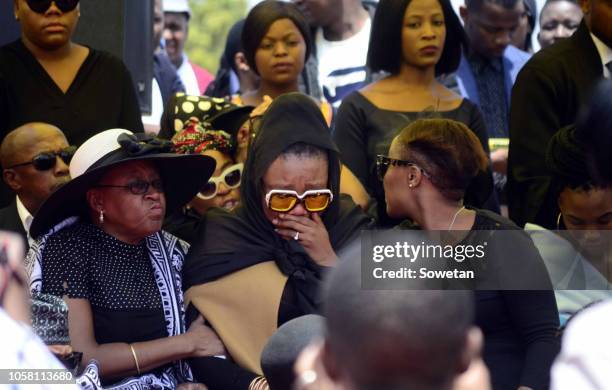 Jabulani 'HHP' Tsambos wife Lerato Sengadi during the funeral service of her late husband at Mmabatho Convention Centre on November 03, 2018 in...