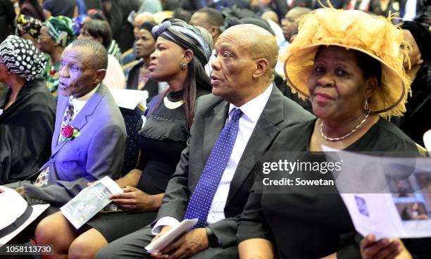 North West Premier Job Mokgoro, Ontlametse Motshwari with members of the Tsambo family during the funeral service of the late musician Jabulani 'HHP'...