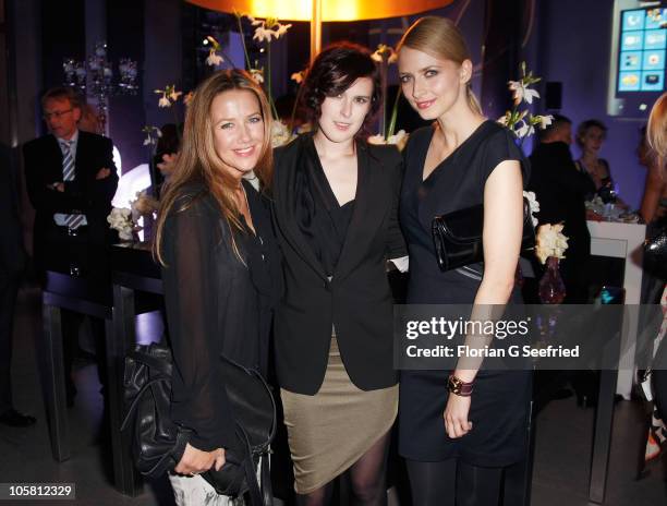 Actress Alexandra Neldel, Actress Rumer Willis and Model Eva Padberg attend the 'Launch of the new Windows Phone by Deutsche Telekom' at Hotel de...