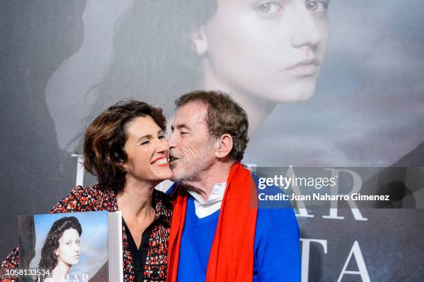 Fernando Sanchez Drago and Ayanta Barilli attend 'Premio Planeta' 2018 press conference at Instituto Cervantes on November 6, 2018 in Madrid, Spain.