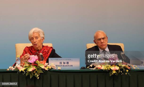 Managing Director of the International Monetary Fund Christine Lagarde and Secretary General of the Organization for Economic Cooperation and...