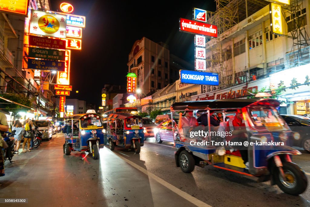 Tuktuk motor bike taxi in China town in Bangkok city