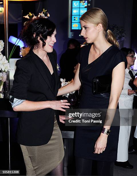 Actress Rumer Willis and Model Eva Padberg attend the 'Launch of the new Windows Phone by Deutsche Telekom' at Hotel de Rome on October 20, 2010 in...