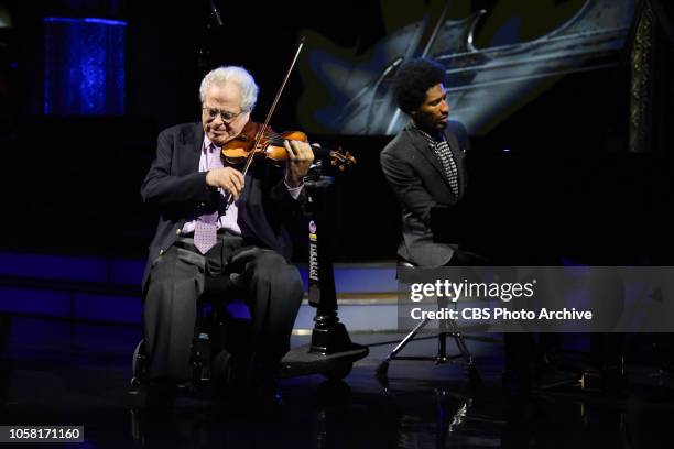 The Late Show with Stephen Colbert, Jon Batiste and guest Itzhak Perlman during Friday's November 2, 2018 show.