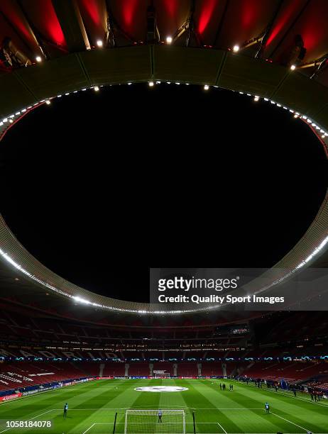 General view inside the stadium prior to the Group A match of the UEFA Champions League between Club Atletico de Madrid and Borussia Dortmund at...
