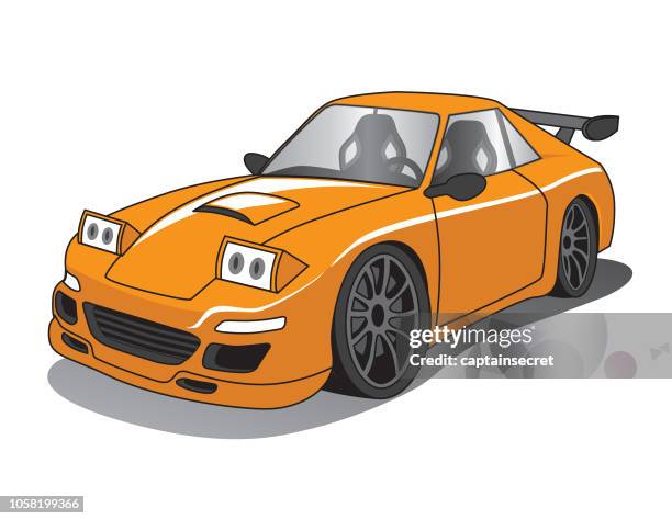 orange cartoon performance car - turbo stock illustrations