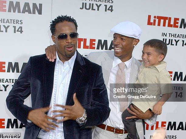 Shawn Wayans, Marlon Wayans and Linden Porco during "Little Man" Los Angeles Premiere - Arrivals at Mann National Theatre in Westwood, California,...