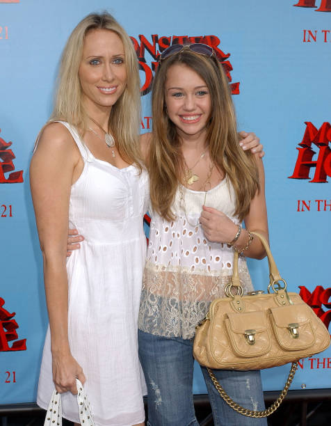 Miley Cyrus and Mom Tish during "Monster House" Los Angeles Premiere - Arrivals at Mann Village Theatre in Westwood, California, United States.