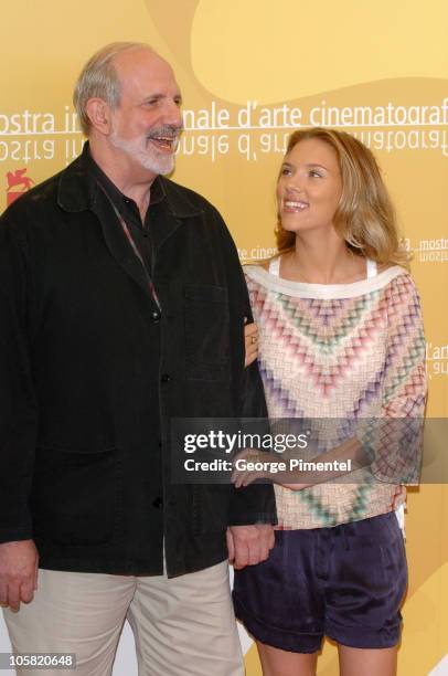 Brian De Palma, director, and Scarlett Johansson during The 63rd International Venice Film Festival - "The Black Dahlia" Photocall at Palazzo del...