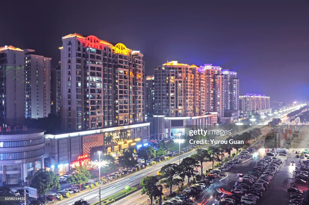 Areial view of downtown Guzhen in Zhongshan.