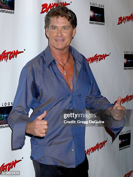 David Hasselhoff during Pamela Anderson Hosts DVD Release Of "Baywatch" Seasons One And Two - Arrivals at Casa Del Mar in Santa Monica, California,...