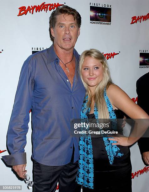 David Hasselhoff and daughter during Pamela Anderson Hosts DVD Release Of "Baywatch" Seasons One And Two - Arrivals at Casa Del Mar in Santa Monica,...