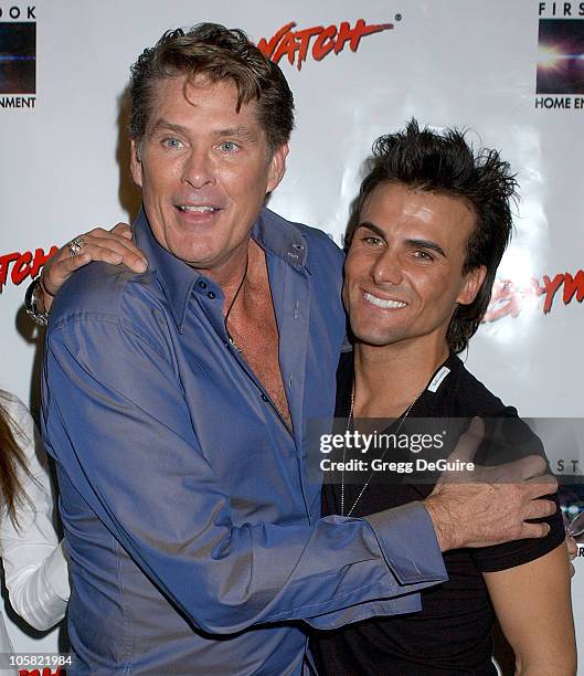 David Hasselhoff and Jeremy Jackson during Pamela Anderson Hosts DVD Release Of "Baywatch" Seasons One And Two - Arrivals at Casa Del Mar in Santa...