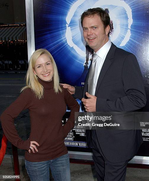 Angela Kinsey and Rainn Wilson during "The Last Mimzy" Los Angeles Premiere - Arrivals at Mann Village Theatre in Westwood, California, United States.