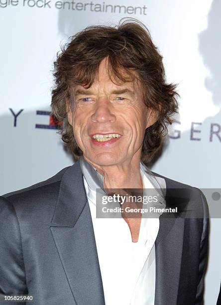 Singer Mick Jagger of the Rolling Stones attends the 'Stones in Exile' Photo Call held at the Salon Martha Barriere at the Hotel Majestic during the...