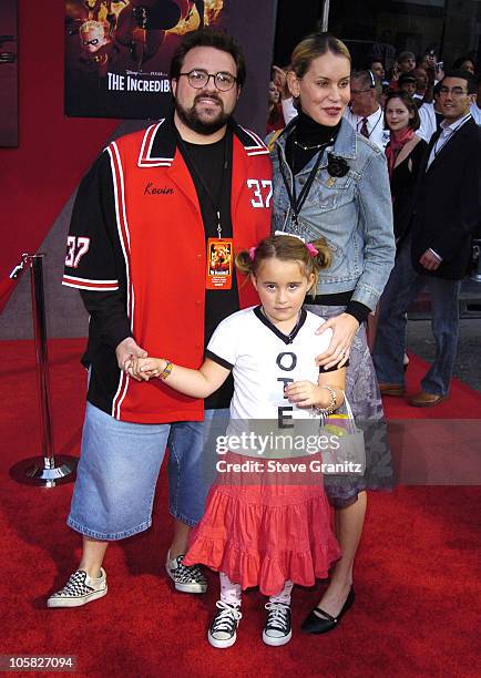 Kevin Smith, Jennifer Smith and daughter Harley during "The Incredibles" Los Angeles Premiere - Arrivals at El Capitan in Hollywood, California,...