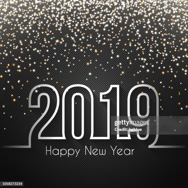 happy new year 2019 - carbon fiber texture with gold glitter - gold carbon fiber stock illustrations
