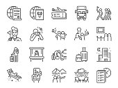 Tourism line icon set. Included icons as tourist, guide, traveler, vacation and more.