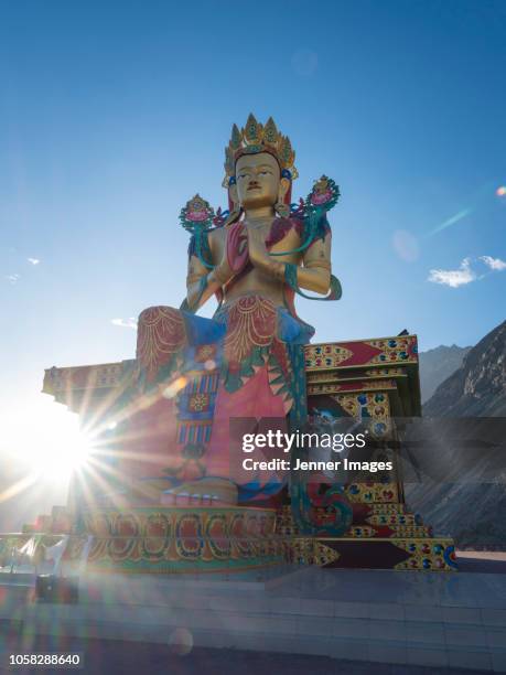 a maitreya statue of buddha at diskit monastery - leh stock pictures, royalty-free photos & images