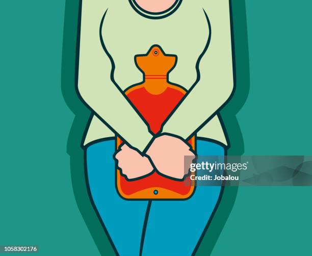 frau mit schmerzen im unterleib - frau bauch anfassen stock-grafiken, -clipart, -cartoons und -symbole