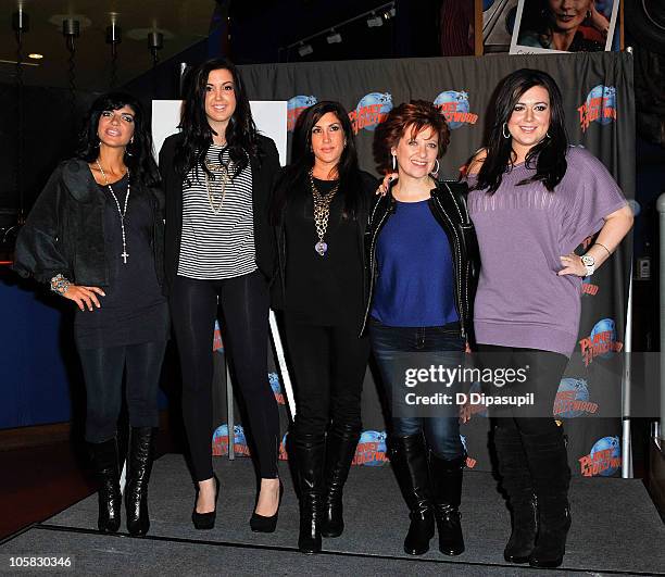 Personalities from 'The Real Housewives Of New Jersey' Teresa Giudice, Ashley Holmes, Jacqueline Laurita, Caroline Manzo, and Lauren Manzo promote...